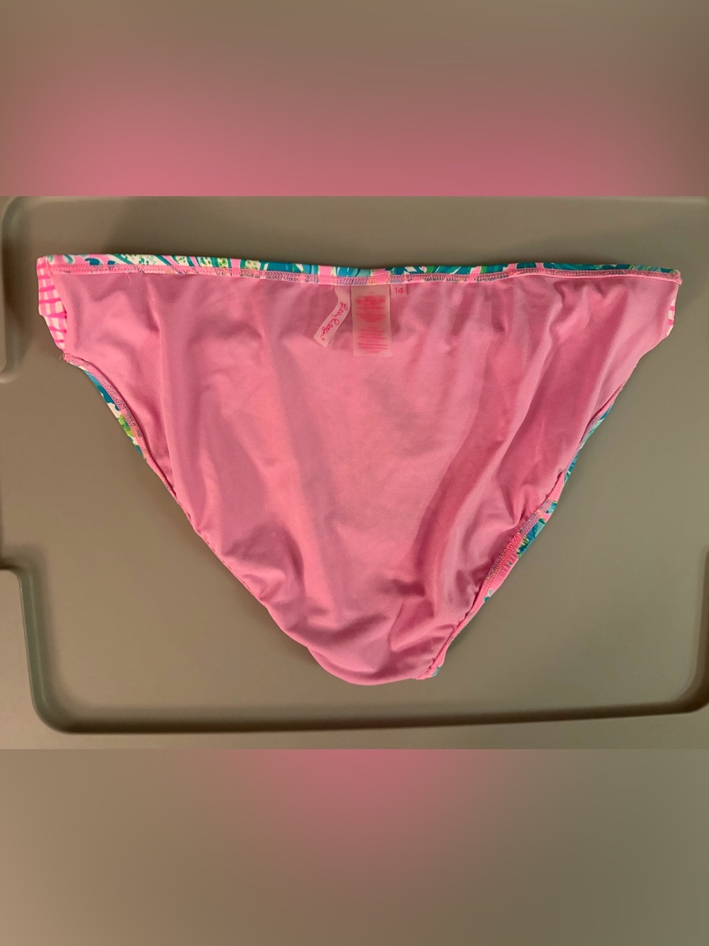 Lilly Pulitzer bikini top and bottom size 14 pink green hip nautic swimsuit - Picture 11 of 13